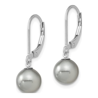Sterling Silver Grey Shell Pearl Leverback Earrings – view 2