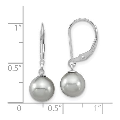 Sterling Silver Grey Shell Pearl Leverback Earrings – view 4