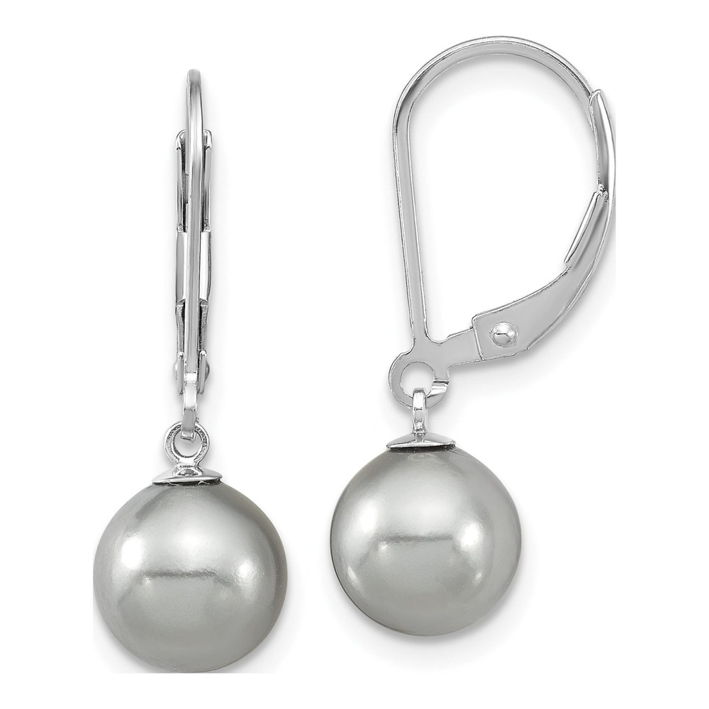 Sterling Silver Grey Shell Pearl Leverback Earrings
