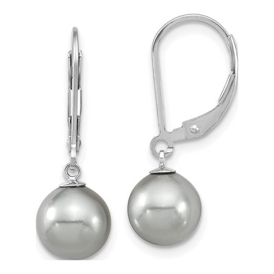 Sterling Silver Grey Shell Pearl Leverback Earrings
