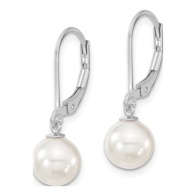 Sterling Silver Shell Pearl Leverback Earrings – view 2