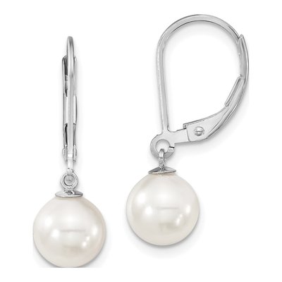 Sterling Silver Shell Pearl Leverback Earrings