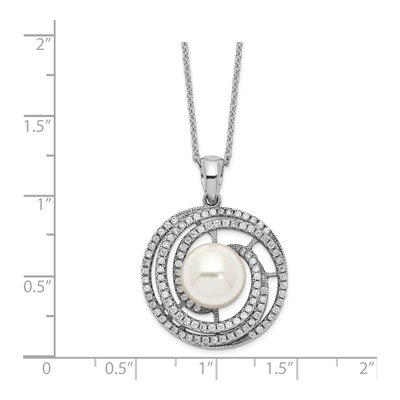 Sterling Silver CZ Shell Pendant Necklace – view 2