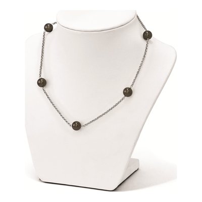 Sterling Silver Black Shell Pearl Station Necklace – view 3