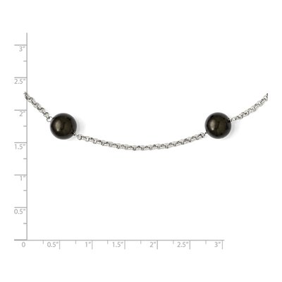 Sterling Silver Black Shell Pearl Station Necklace – view 4