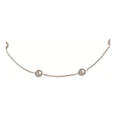 Sterling Silver Grey Shell Station Necklace – view 2