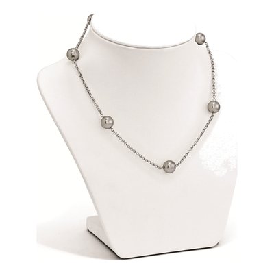 Sterling Silver Grey Shell Station Necklace – view 3