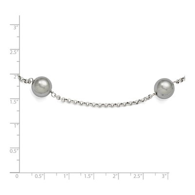 Sterling Silver Grey Shell Station Necklace – view 4
