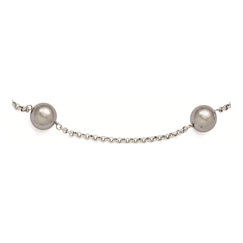 Sterling Silver Grey Shell Station Necklace