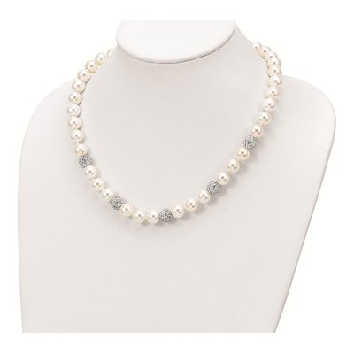 Sterling Silver Crystal Shell Necklace – view 2