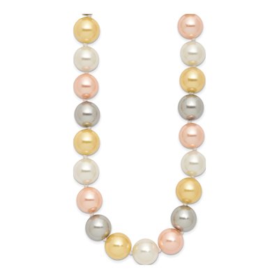 Sterling Silver Multi-Color Shell Pearl Necklace – view 2