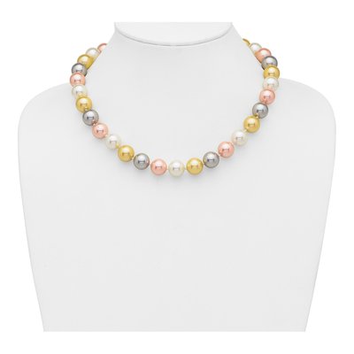Sterling Silver Multi-Color Shell Pearl Necklace – view 3