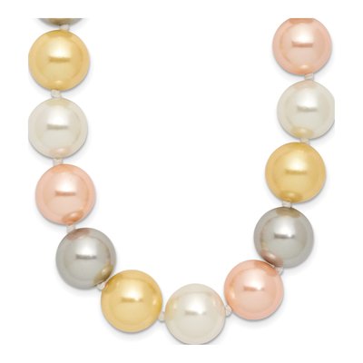 Sterling Silver Multi-Color Shell Pearl Necklace
