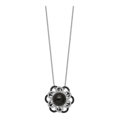 Sterling Silver CZ Shell Pendant Necklace