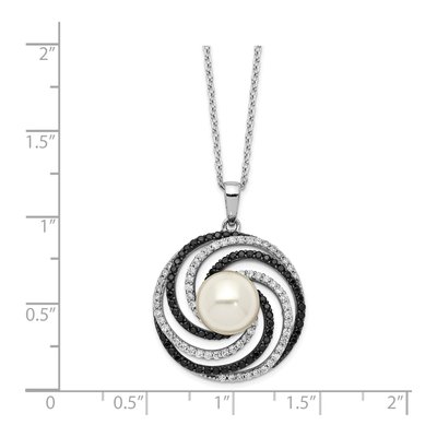 Sterling Silver CZ Shell Pendant Necklace – view 2