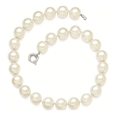 Sterling Silver Shell Pearl Hand-Knotted Necklace – view 2