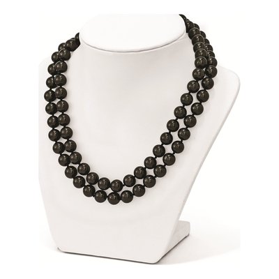Sterling Silver 2-Row Black Shell Pearl Necklace – view 3