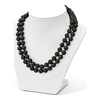 Sterling Silver 2-Row Black Shell Pearl Necklace – view 4