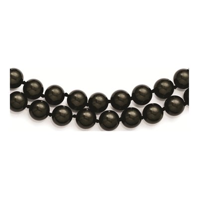Sterling Silver 2-Row Black Shell Pearl Necklace