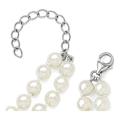 Sterling Silver 2-Row Graduated Shell Pearl Hand-Knotted Necklace – view 5