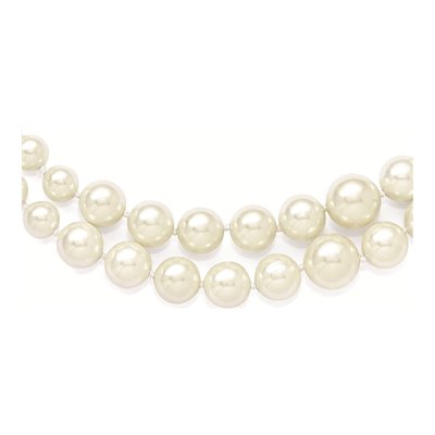 Sterling Silver 2-Row Graduated Shell Pearl Hand-Knotted Necklace