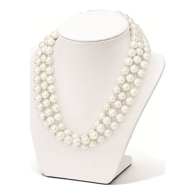 Sterling Silver 3-Row Shell Pearl Necklace – view 3