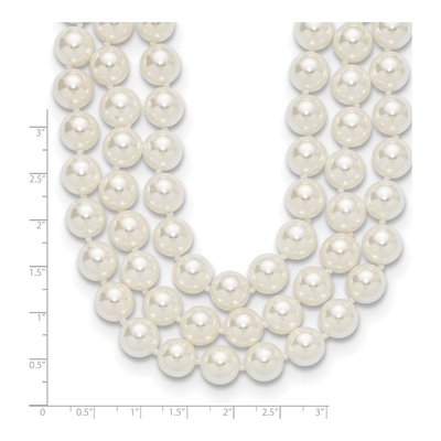 Sterling Silver 3-Row Shell Pearl Necklace – view 6