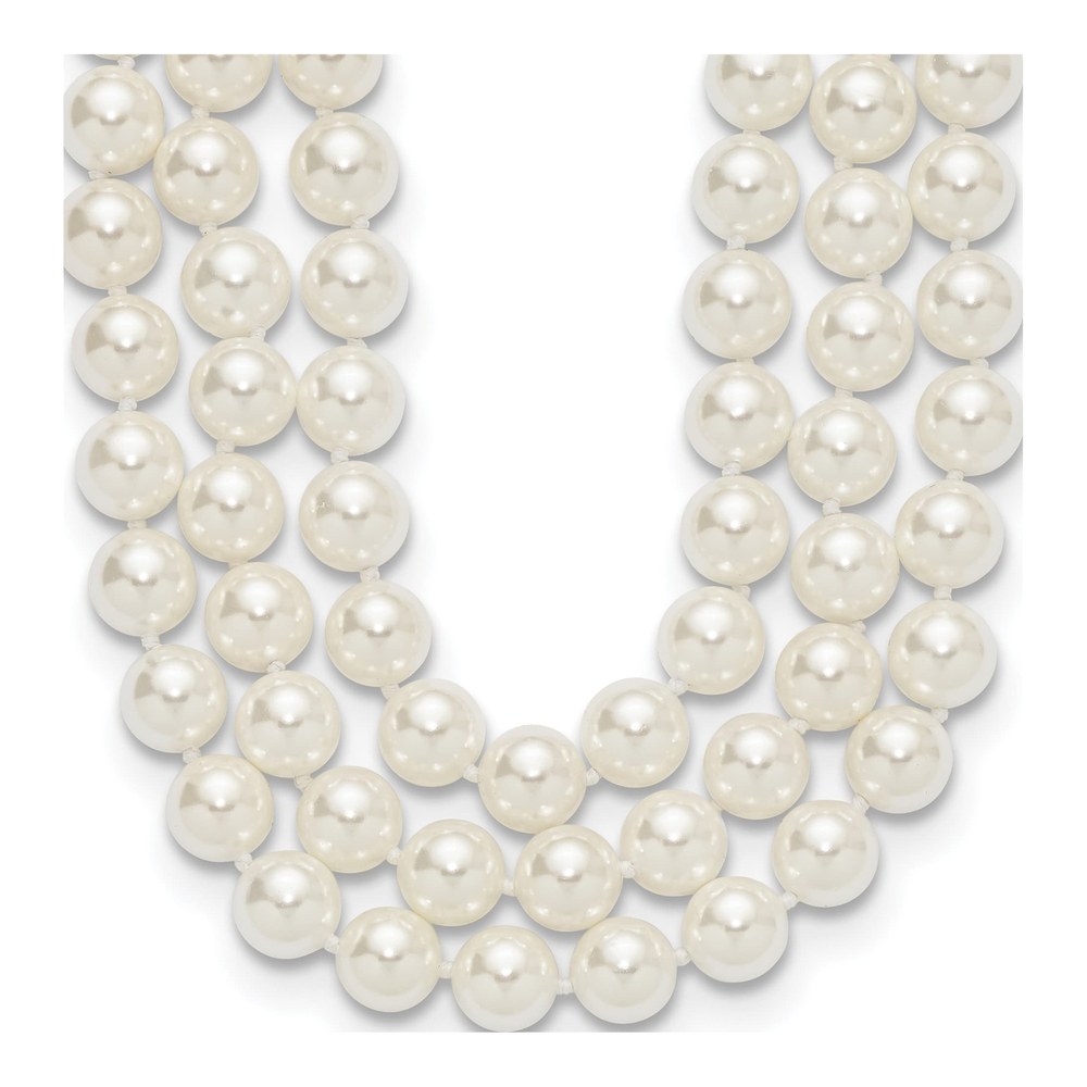 Sterling Silver 3-Row Shell Pearl Necklace