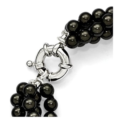 Sterling Silver 4-Row Black Shell Pearl Necklace – view 5