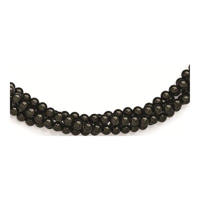 Sterling Silver 4-Row Black Shell Pearl Necklace