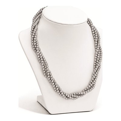 Sterling Silver 4-Row Grey Shell Pearl Twist Necklace – view 3