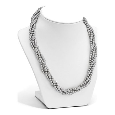 Sterling Silver 4-Row Grey Shell Pearl Twist Necklace – view 4
