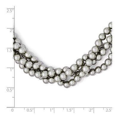Sterling Silver 4-Row Grey Shell Pearl Twist Necklace – view 6