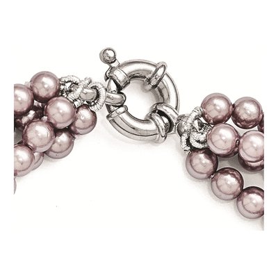 Sterling Silver 4-Row Purple Shell Pearl Necklace – view 4