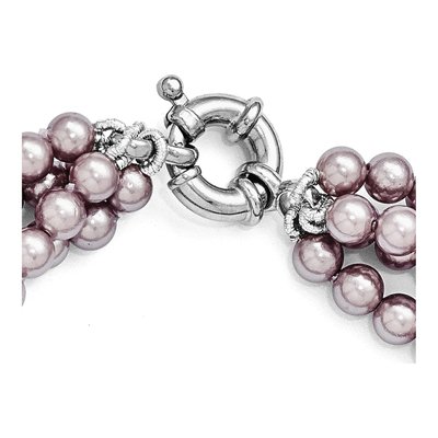 Sterling Silver 4-Row Purple Shell Pearl Necklace – view 5