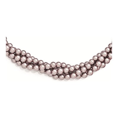 Sterling Silver 4-Row Purple Shell Pearl Necklace