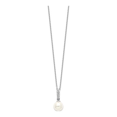 Sterling Silver CZ Shell Necklace