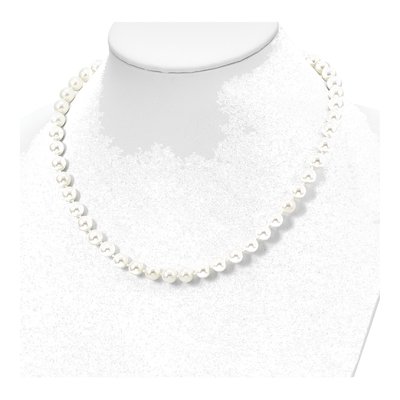 Sterling Silver Hand-Knotted Shell Pearl Necklace – view 2
