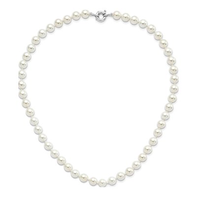 Sterling Silver Hand-Knotted Shell Pearl Necklace – view 3
