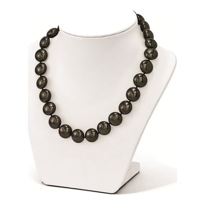 Sterling Silver CZ Rh-Pl Coin Blk Imitat Shell Ne Necklace – view 3