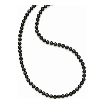 36in Black Shell Pearl Knotted Necklace – view 2