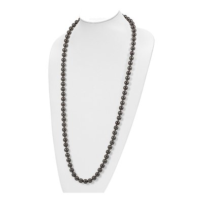 36in Black Shell Pearl Knotted Necklace – view 4