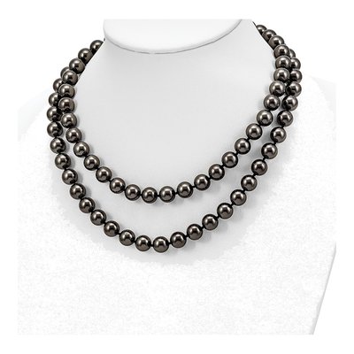36in Black Shell Pearl Knotted Necklace – view 5