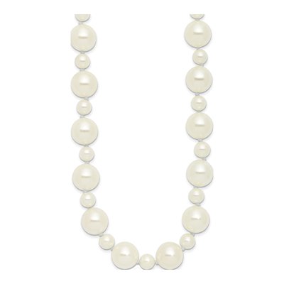 Fashion Majestik 7 And 12mm White Imitation Shell Pearl Hand-Knotted Slip-On Necklace – view 2