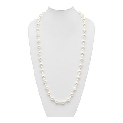 Fashion Majestik 7 And 12mm White Imitation Shell Pearl Hand-Knotted Slip-On Necklace – view 4