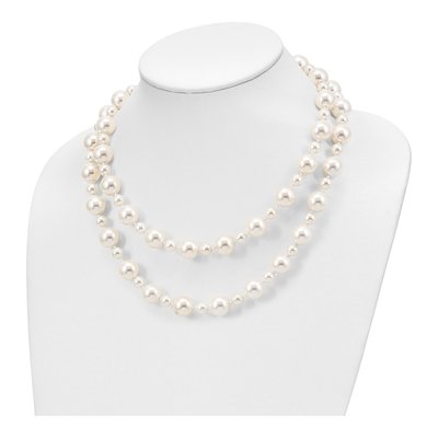 Fashion Majestik 7 And 12mm White Imitation Shell Pearl Hand-Knotted Slip-On Necklace – view 6