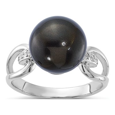 Sterling Silver CZ Shell Ring