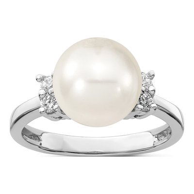 Sterling Silver CZ Shell Ring