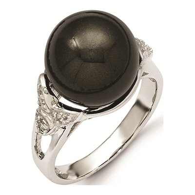 Sterling Silver CZ Shell Ring