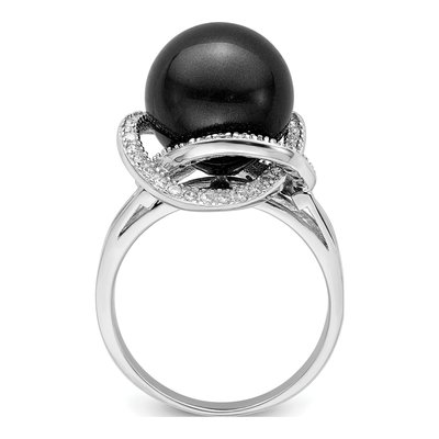 Sterling Silver CZ Shell Ring – view 2